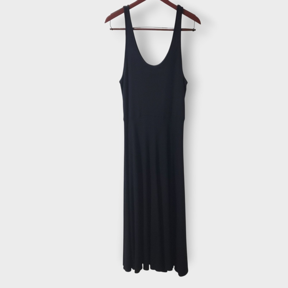 Marine Layer Lex Rib Fit and Flare Midi Dress Black Sz XL 14355